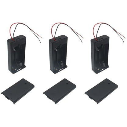 6 PCS 2 Slots AA Battery Holder Bundle with Switch and Leads Plastic AA Battery Case 2 X 1.5 V AA Battery Storage Box with Cap - size: 2 Slots