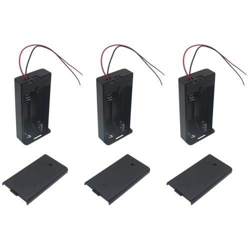 6 PCS 2 Slots AA Battery Holder Bundle with Switch and Leads Plastic AA Battery Case 2 X 1.5 V AA Battery Storage Box with Cap - size: 2 Slots