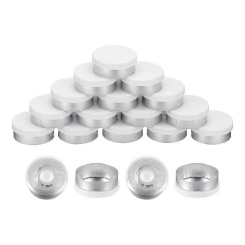 uxcell 20mm Flip Off Caps, 100PCS Burr-Free Flip Off Top Caps Seals Flip Off Aluminum Plastic Vial Flip Off Seals Caps Cover for Glass Vial Freeze-Dried Bottles, White/Silver - color: White/Silver, size: 20mm