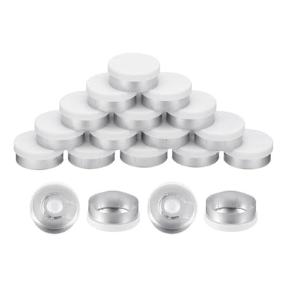 uxcell 20mm Flip Off Caps, 100PCS Burr-Free Flip Off Top Caps Seals Flip Off Aluminum Plastic Vial Flip Off Seals Caps Cover for Glass Vial Freeze-Dried Bottles, White/Silver - color: White/Silver, size: 20mm