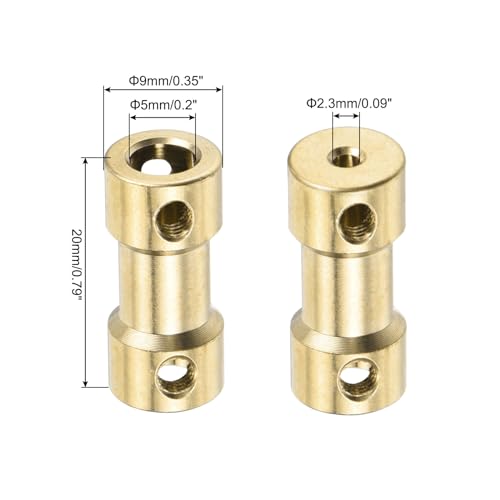 MECCANIXITY 6pcs 2.3mm to 5mm Brass Shaft Coupling Joint Connector with Screws and Hex Wrench Flexible Motor Shaft Coupler for Car Wheels Tires Shaft Motor - size: 2.3mm to 5mm