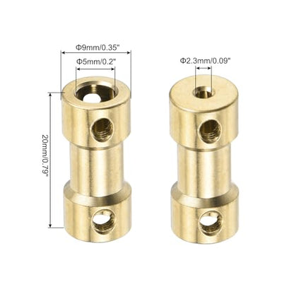 MECCANIXITY 6pcs 2.3mm to 5mm Brass Shaft Coupling Joint Connector with Screws and Hex Wrench Flexible Motor Shaft Coupler for Car Wheels Tires Shaft Motor - size: 2.3mm to 5mm
