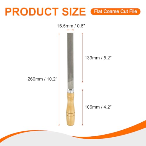 HARFINGTON Flat Coarse Cut File 6" Double Cut Teeth High Carbon Steel Hand Rasp File with Wood Handle for Metal Wood Deburring Removing - size: 6", style: Coarse