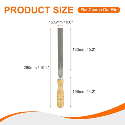HARFINGTON Flat Coarse Cut File 6" Double Cut Teeth High Carbon Steel Hand Rasp File with Wood Handle for Metal Wood Deburring Removing - size: 6", style: Coarse