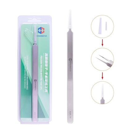 Ultra Fine Tip Tweezers Straight Tip Precision Tweezers Flying Line Super Hard Tweezer Mobile Phone Motherboard Repair Hand Tools for Soldering and IC Chip Micro-repair,Stainless Steel