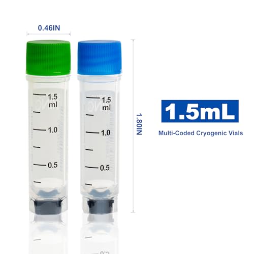 Multi-Coded Cryovials 1.5 ml, 500 Pcs, External Thread, White Caps - color: White, size: 1.5ml