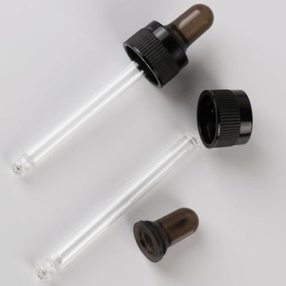 4-Pack 1 oz (30ml) Glass Dropper Tops for Essential Oil Bottles (18-415 Neck) - Round Tip, Made in Taiwan with SILASTIC™ RBL-9200-50 Silicone for Chemical Stability & Essential Oil Resistance - style: 1 oz (30ml) Round Tip