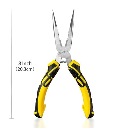 BOOSDEN 8 inch Needle Nose Pliers with Wire Cutters Spring Loaded - size: 8" (1 Pack)