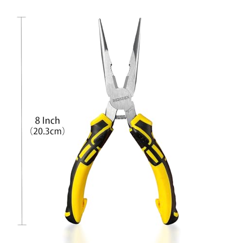 BOOSDEN 8 inch Needle Nose Pliers with Wire Cutters Spring Loaded - size: 8" (1 Pack)