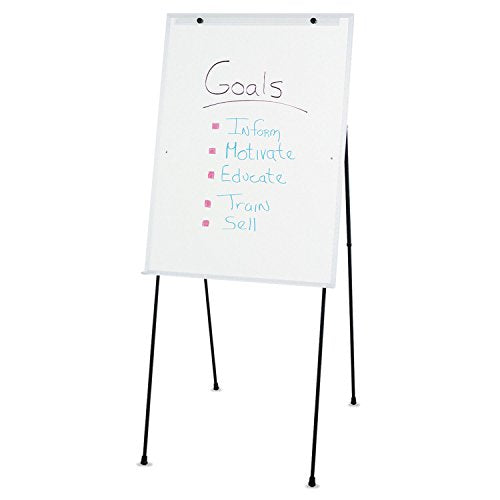 Quartet Easel, Dry-Erase, Steel, Dual-Purpose Writing Board/Flipchart, Total Erase, 29" x 40", Black Frame (81E)