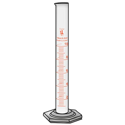 10ml Graduated Cylinder, Borosilicate 3.3 Glass, Single Metric Scale, Karter Scientific 213I10 (Single) - size: 10ml, style: Pack of 1