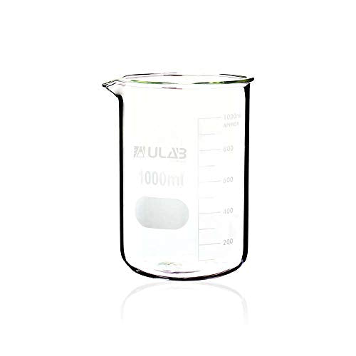 ULAB Scientific Glass Beaker Set, 2 Sizes 1000ml 2000ml, 3.3 Borosilicate Griffin Low Form with Printed Graduation, UBG1018 - style: Vol. 1000ml & 2000ml