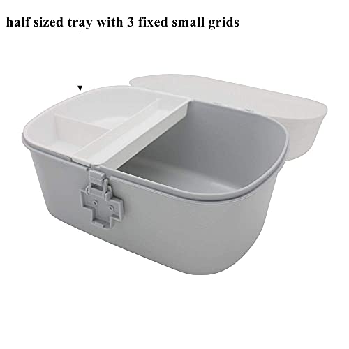 Plastic First Aid Storage Box Container Bin with Removable Tray and Portable Handle, Family Emergency Medicine Kit Case Organizer, White&Gray - color: white&gray