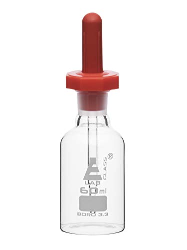 EISCO Dropping Bottle, 60ml (2oz) - Borosilicate 3.3 Glass - Eye Dropper Pipette and Dust Proof Rubber Bulb - Octagonal, Non-Screw Top - size: 2 Ounces