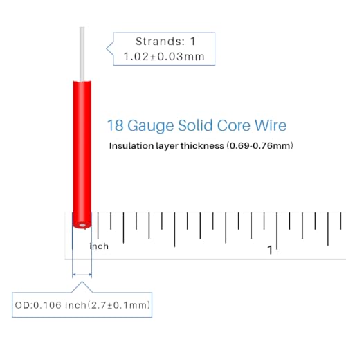 BNTECHGO 18 Gauge PVC Solid Electric Wire Red Black Each 100 ft Hookup Wire - color: Red and Black, size: 18 Gauge 100ft