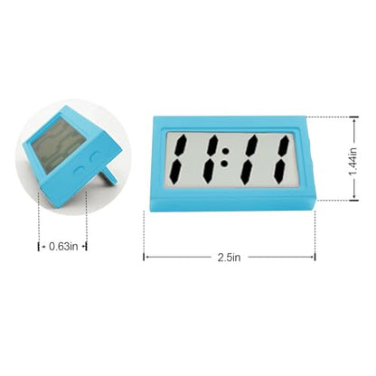 Shudyear Small Digital Clock， with Jumbo LCD Time & Day Display，Mini Automotive Small Digital Clock Battery Operated for Desktop Nightstand Pocket Car Truck Dashboard & Air Vent (1, Blue) - color: Blue