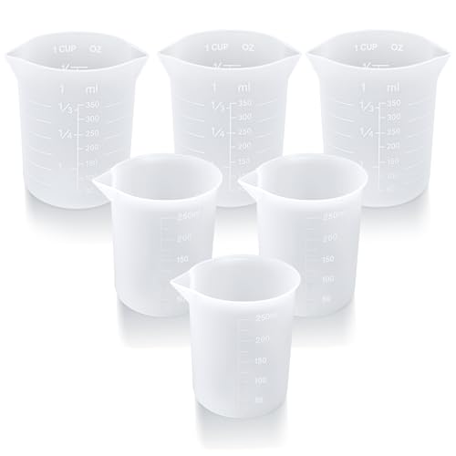 Palksky Silicone Measuring Cups for Melting Chocolate, 6PCS Chocolate Melting Cup with 250 & 350ml Capacity, Reusable Baking Supplies for DIY Chocolate Molds - size: 250ml*3+350ml*3