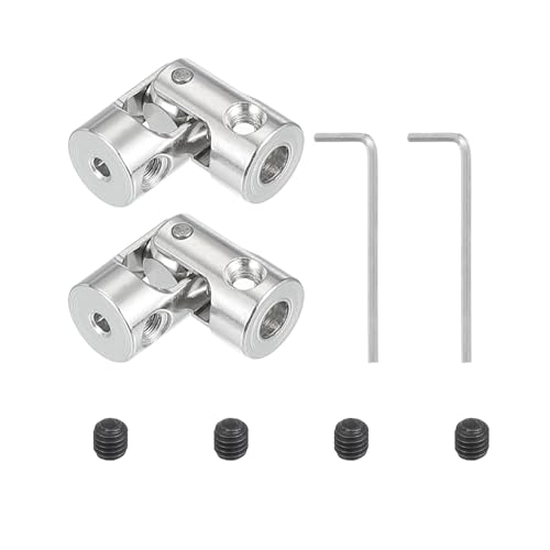 PATIKIL Rotatable Universal Steering Shaft 4mm to 2mm Inner Dia, 2 Pcs U Joint Shaft Coupling U Joints Coupler Connector Accessories with M3 Screws Spanner for Motor Model Robots - size: 4mm-2mm