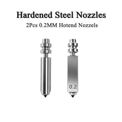 2Pcs 0.2MM Nozzles for Kobra X Extruder Hotend with Silicone Socks, Quick Swap Integrated Hardened Steel Nozzle for Kobra X/Kobra 4 3D Printer Accessories - size: 0.2mm