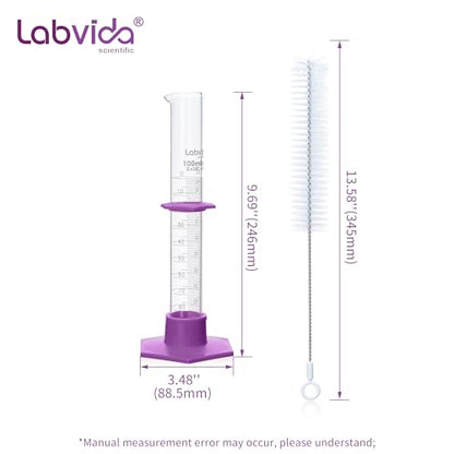 4pcs 100ml Graduated Cylinders, 3.3 Borosilicate Glass, LVE004 - color: 100ml
