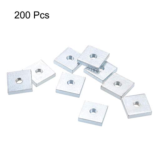 uxcell Square Nuts, M4x13mmx3mm Zinc-Plated Metric Coarse Thread Assortment Kit, 200 Pcs - size: M4x13mmx3mm
