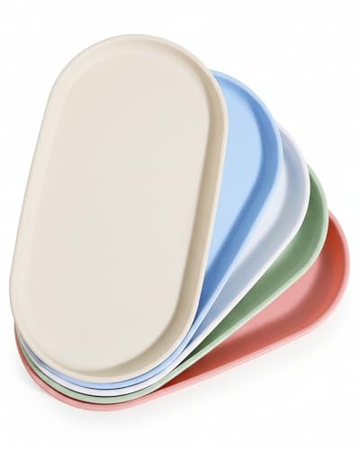 Oval Plastic Art Trays 5 Pack Stackable Activity & Craft Organizer Tray, Painting Tray Bead Organizer Jewelry Tray Serving Tray for DIY Projects 12x6.5x0.6 Inches (12 x 6.5 x 0.63 Inches) - size: 12 x 6.5 x 0.63 Inches