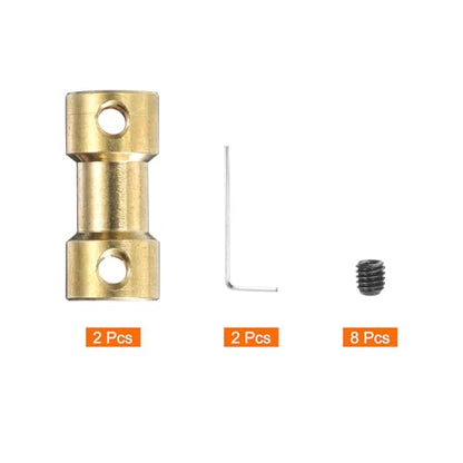 MECCANIXITY 2 Pcs 2mm to 6mm Brass Shaft Coupling Joint Connector with Screws and Hex Wrench Flexible Motor Shaft Coupler for Car Wheels Tires Shaft Motor - size: 2mm to 6mm