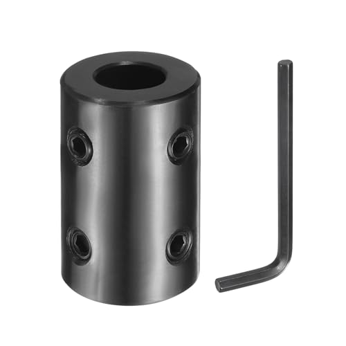 uxcell Shaft Coupling, 5/8" Bore 1-1/4" OD 2" Length Black Oxide Plated Steel Rigid Coupling with Hex Wrench for 3D Printers Motor Wheel (4 Screws Each Piece)