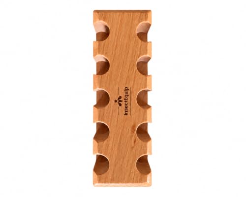Wooden Insect Pin Vial Organizer, 10-Slot Storage Holder for Entomology Specimen Collections