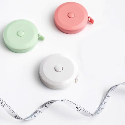 3-Pack Tape Measure Set for Body & Fabric, 60-Inch Soft Fashion Retractable Rulers, Dual-Scale Measurements for Sewing, Tailoring, and Crafts