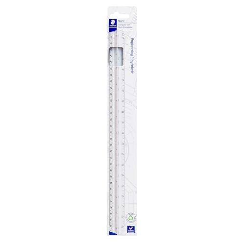 STAEDTLER 12in Engineer Scale Ruler - Triangular Engineering Ruler with 6 Scales(10-60 Parts/Inch), Color-Coded Grooves, Plastic