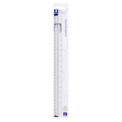 STAEDTLER 12in Engineer Scale Ruler - Triangular Engineering Ruler with 6 Scales(10-60 Parts/Inch), Color-Coded Grooves, Plastic