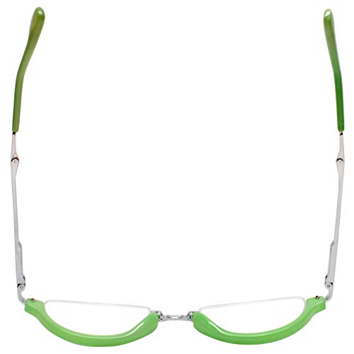 Calabria 309 Compact Folding Reading Glasses Mens Womend Trendy Semi-Rimless Foldable Pocket Readers Eyeglasses w/Hard Case - color: Lime