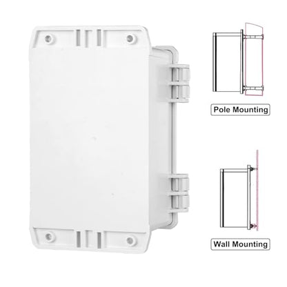 Outdoor Waterproof Electrical Junction Box Weatherproof IP65 ABS Plastic Enclosure with Preset Holes Switch Router Project Box with Mounting Panel Hinged Cover (8.7"x5.3"x3") - size: 8.7"x5.3"x3"