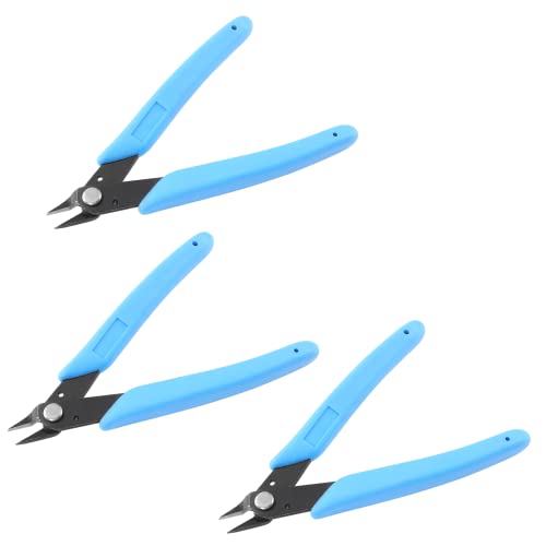 Bivethoi 3pcs Micro Wire Cutters Flush Cut Snips, 5 Inch, Light Blue - color: Light Blue