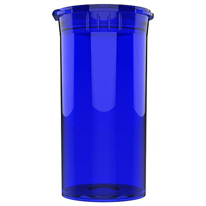 Dragon Chewer 13 Dram CR Plastic Packaging Pop Top Containers - Child Resistant Travel Holder Vial Bottles - 315 qty (Translucent Blue) - color: Translucent Blue
