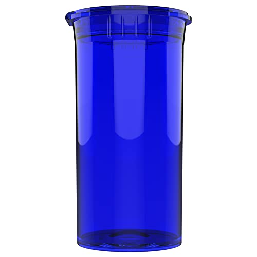 Dragon Chewer 13 Dram CR Plastic Packaging Pop Top Containers - Child Resistant Travel Holder Vial Bottles - 315 qty (Translucent Blue) - color: Translucent Blue