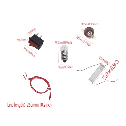 FDXGYH 1 Pack Electrical Circuit Experiment Kit DIY Circuit Experiment Small Bulb Lights up Kit Battery Box Lamp Holder Switch for Home School Educational Kit (1.5V) - size: 1.5V