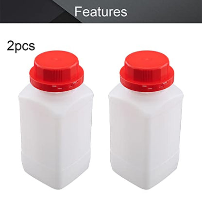 Othmro 2pcs Plastic Lab Chemical Reagent Bottles, 1000ml/34oz Wide Mouth Liquid/Solid Square Sample Storage Container Sealing Bottles with Anti-Theft Cap Red - color: 2Pcs 33oz Red