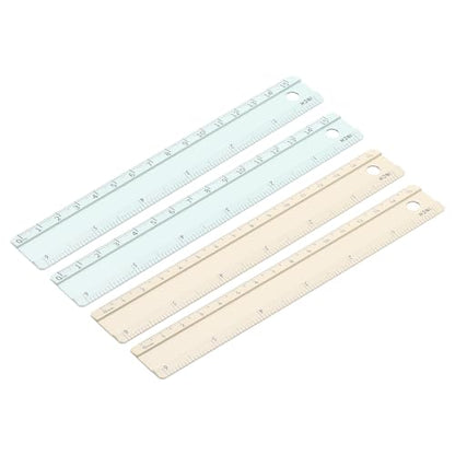 PATIKIL Metal Ruler 6"/15cm, 4Pcs Aluminum Straight Edge Ruler, Dual Scale - color: Green/Yellow