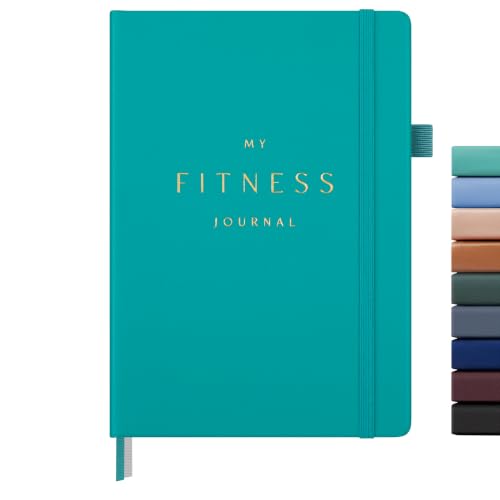 &And Per Se Workout and Food Journal – Fitness Journal with Daily Diet Tracker & Gym Exercise Log Book for Men & Women – Undated, A5 Size, Leather Hardcover (Turquoise) - color: Turquoise, size: Fitness and Food