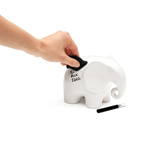 Luckies Elephant Whiteboard - Elephant Desk Accessories - Ceramic Dry Erase Board - Elephants Office Supplies - Fun Whiteboards Desk Organizer - Eric The Memo Organiser - Black Pen & Cloth Included