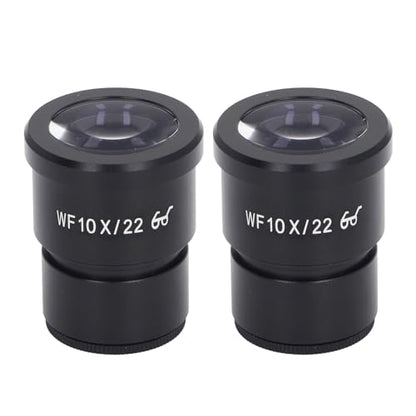2PCS Wide Microscope Eyepieces, 22mm 10X Optical Biological Eyepieces Clear Microscope Lens Adapters for Triocular Binocular Scope Lab 30mm Mounting Interface