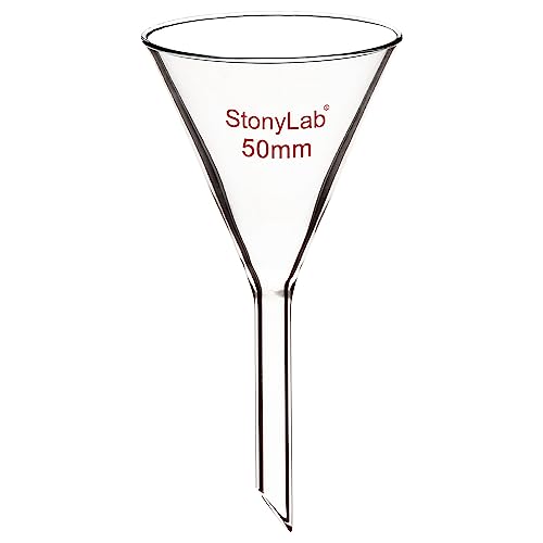 stonylab 1-Pack Glass Funnel, Heavy Wall Borosilicate Glass Funnel, 50mm Diameter and 50mm Stem Length - size: 50mm Diameter and 50mm Stem