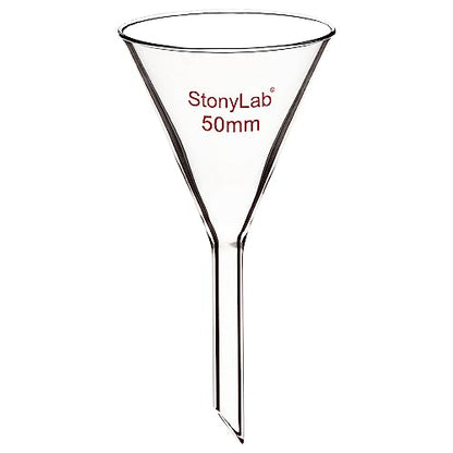 stonylab 1-Pack Glass Funnel, Heavy Wall Borosilicate Glass Funnel, 50mm Diameter and 50mm Stem Length - size: 50mm Diameter and 50mm Stem