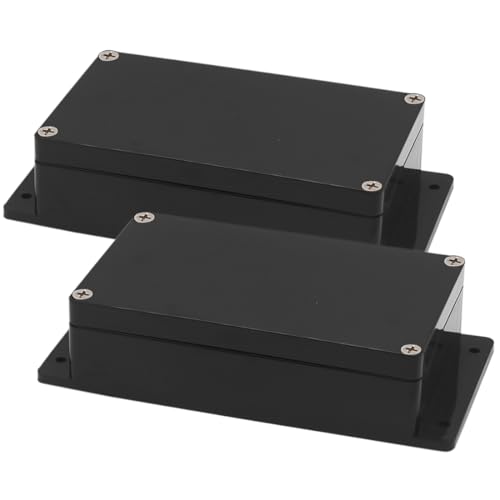 Zulkit Junction Box ABS Plastic Dustproof Waterproof IP65 Universal Electrical Boxes Project Enclosure with Fixed Ear Black 7.87 x 4.72 x 2.2 Inch (200 x 120 x 56 mm)(Pack of 2) - size: 7.87" x 4.72" x 2.2"(Pack of 2)