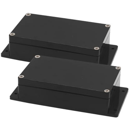 Zulkit Junction Box ABS Plastic Dustproof Waterproof IP65 Universal Electrical Boxes Project Enclosure with Fixed Ear Black 7.87 x 4.72 x 2.2 Inch (200 x 120 x 56 mm)(Pack of 2) - size: 7.87" x 4.72" x 2.2"(Pack of 2)