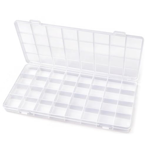 Praisebank 32 Grids Beading Storage Container Box, Perfect for Storage Beads & Small Items. (Clear / 1 Pack) - size: 32 x 1 Pack