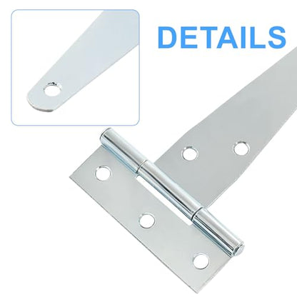 Murtenze 6Pack 4 Inch Silver T-Strap Shed Hinge - color: Silver, size: 4 Inch - 6Pack