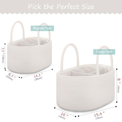 COMSE Baby Diaper Caddy Organizer with Handles, Cotton Rope, White - color: White, size: Regular